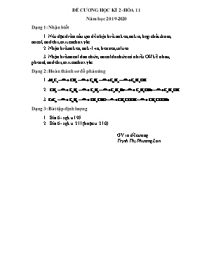 Đề cương ôn tập học kỳ 2 môn Hóa học Lớp 11 - Năm học 2019-2020 - Trịnh Thị Phương Lan